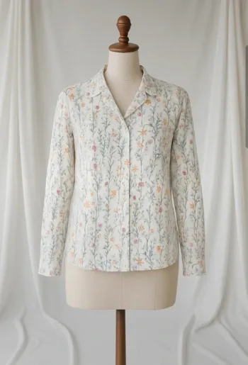 Chemisier fleuri blanc taille S