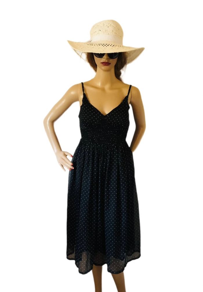 🖤🌿Robe noire pois blancs décolletée vintage 3 Suisses black dress white polka dots🌿🖤 - photo numéro 4
