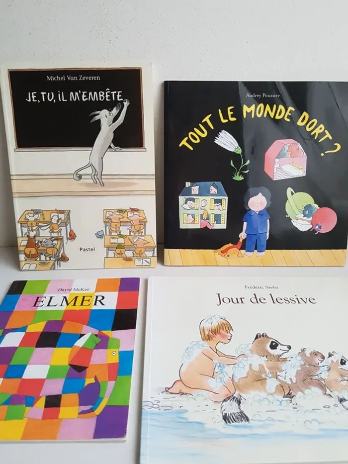 Livres École des loisirs Lutins et Minimax Elmer, lessive, dort