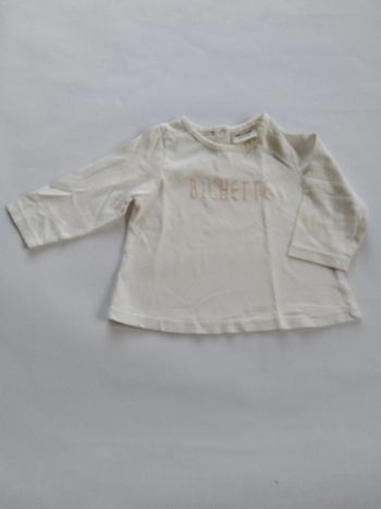 tee shirt blanc manches longues Tao fille 6 mois