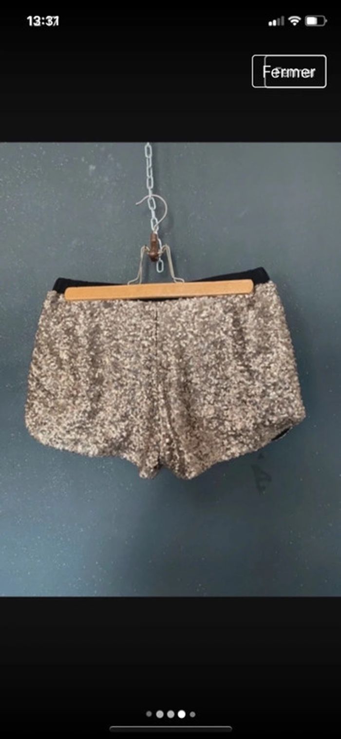Short à sequins couleur mordoré - photo numéro 3