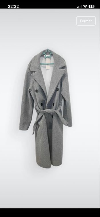 Manteau long gris façon trench