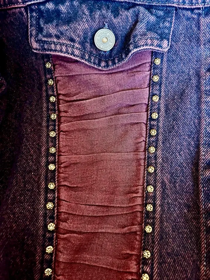 🖤🥀Veste en jean vintage 2000 bordeaux Y2K collector indie sleaze rock burgundy denim jacket🥀🖤 - photo numéro 11