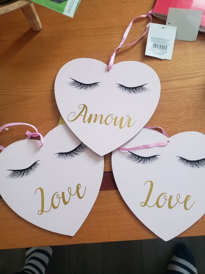 3 décorations de chambre rose cœur