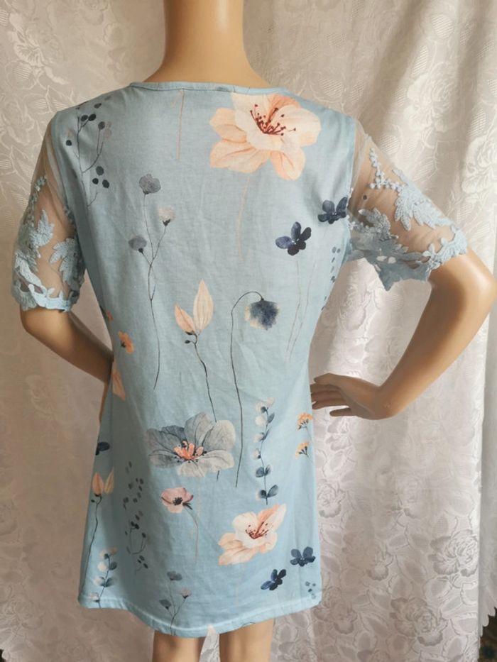 🌺Robe bleu-rose Dentelle. Taille 38. Chic me🌺 - photo numéro 6