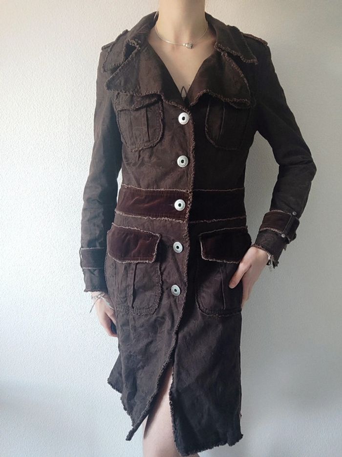 Long manteau marron y2k vintage officier/ EDC by Esprit - 38/M à 40/L - photo numéro 4