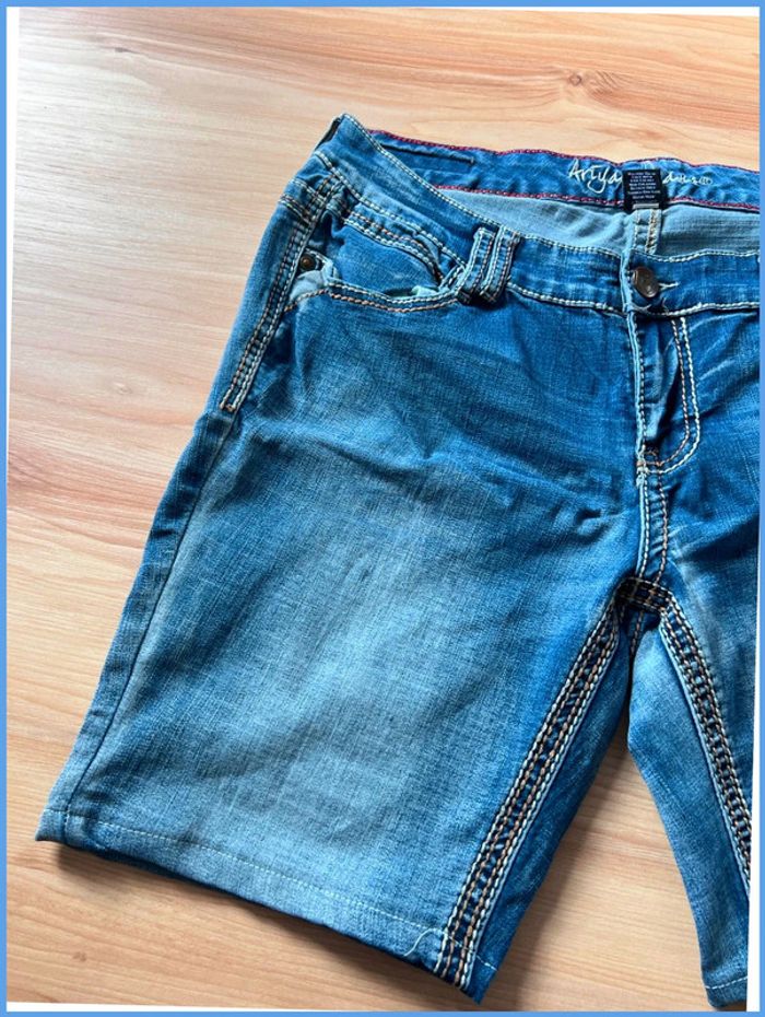 Short en jean vintage brodé bleu – Femme M/L - photo numéro 10