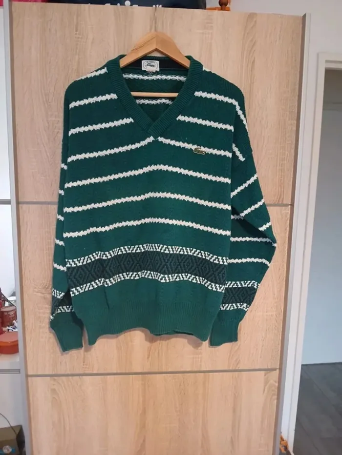 Pull vert et blanc izod lacoste vintage L
