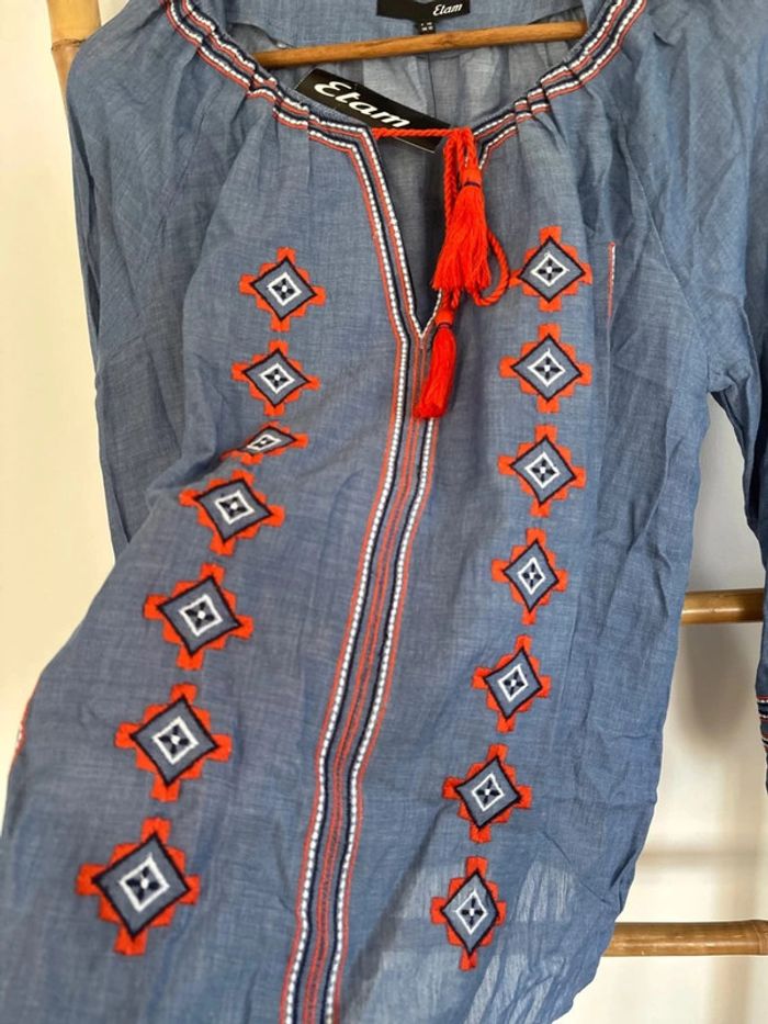 blouse bohème bleue etam taille 38 - photo numéro 6