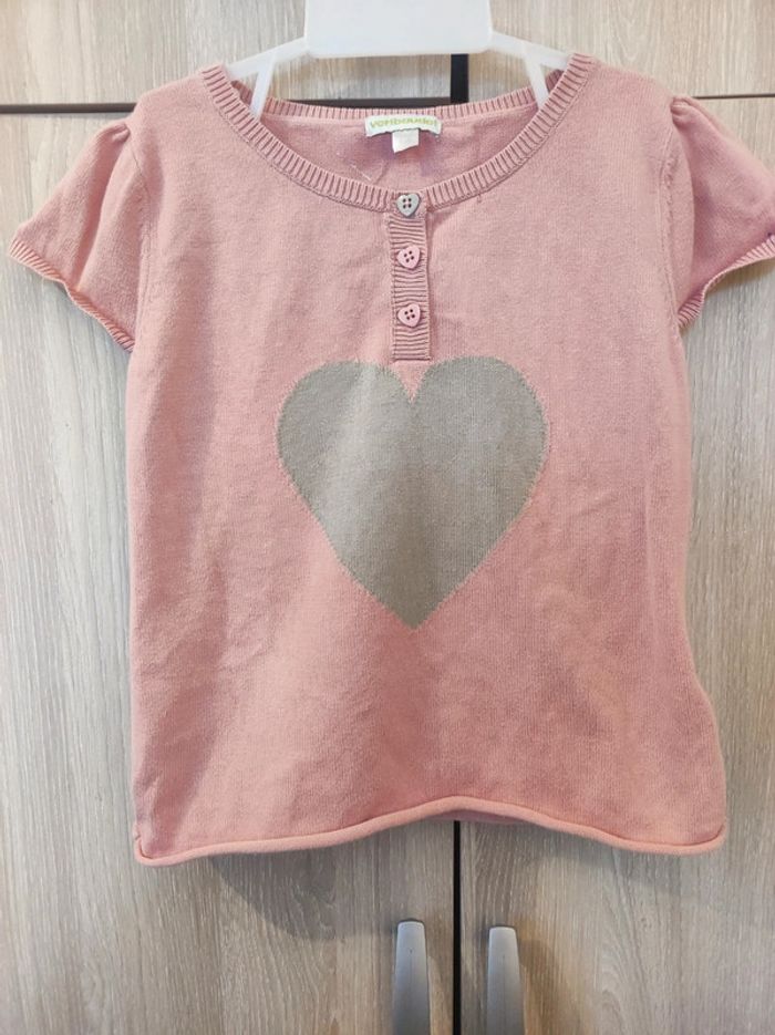 Pull rose coeur Verbaudet 6 ans