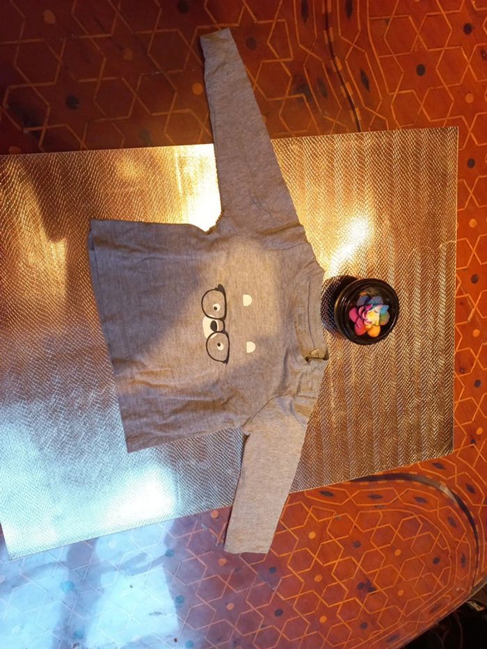 T-shirt mixte gris 12 mois - photo numéro 2