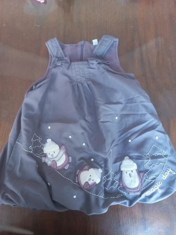 Robe mauve/violet pingouins 12mois