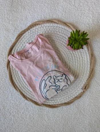 🐱 T-shirt rose manches longues - 8 ans