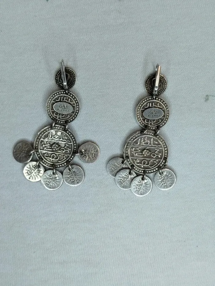 Boucle d'oreille - Gas - 5 cm fermoir boucle - Monnaie pièces médailles BO12 - photo numéro 4