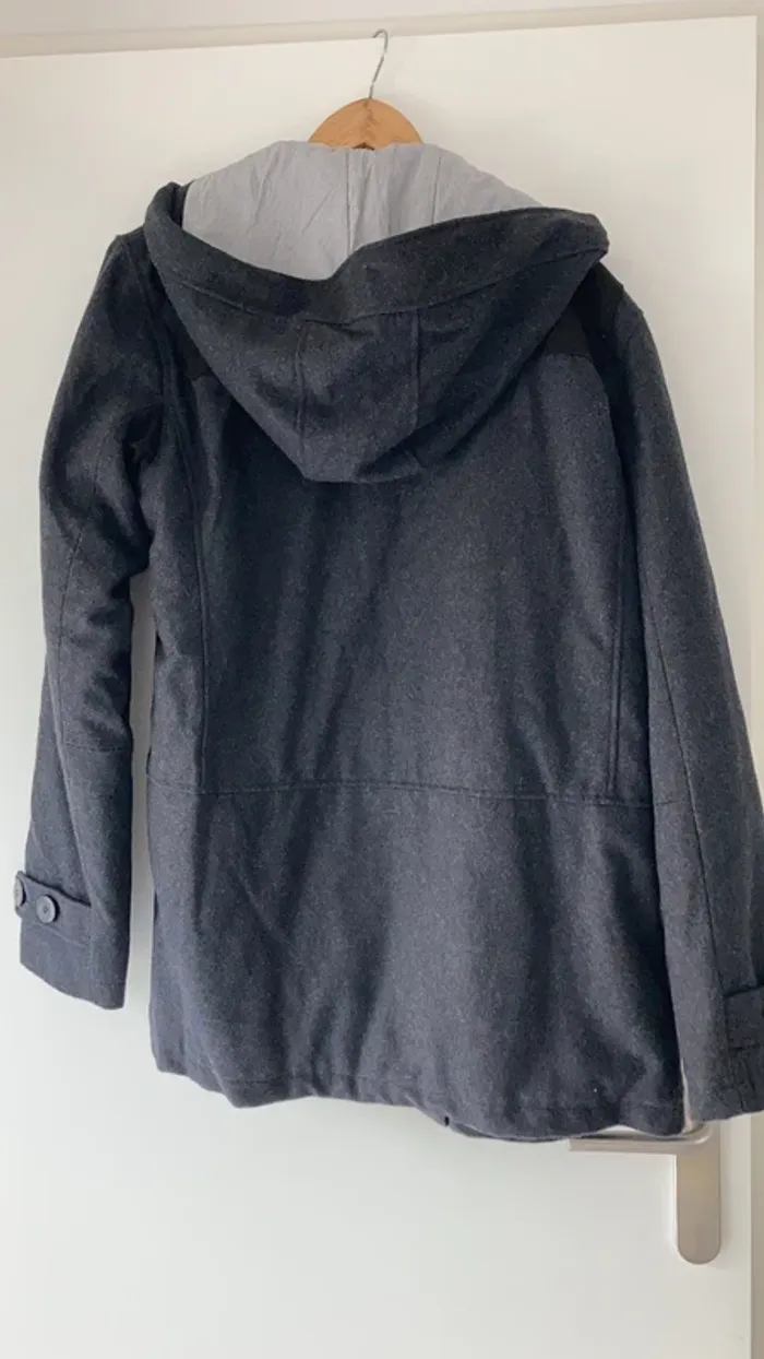 Duffle coat homme laine gris foncé capuche Japan Rags X-co - photo numéro 7