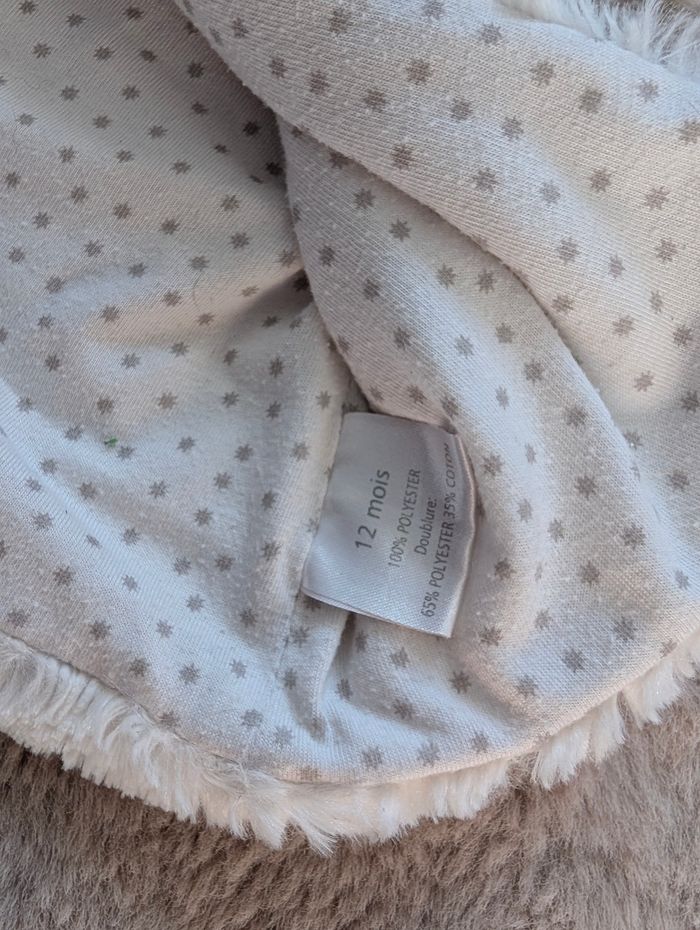 Gilet sans manches fourrure Boîte à Malices 12 mois – blanc crème – très bon état - photo numéro 2