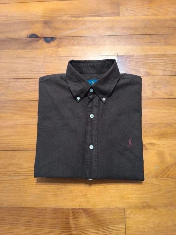 Chemise Manches  Longues - Ralph Lauren - Logo brodé bordeaux - Marron - Taille M - photo numéro 2