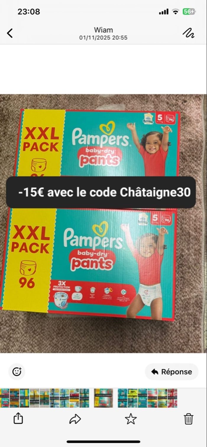 2 carton de couches Pampers taille 5
