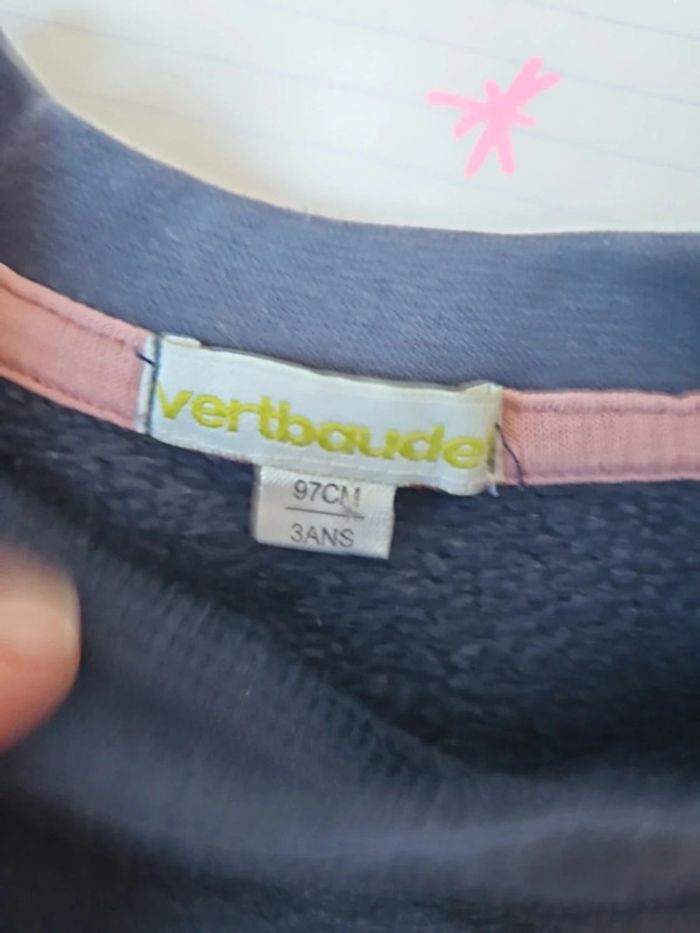 Sweat fille bleu marine marque vertbaudet 3 ans jolis details élégants - photo numéro 3
