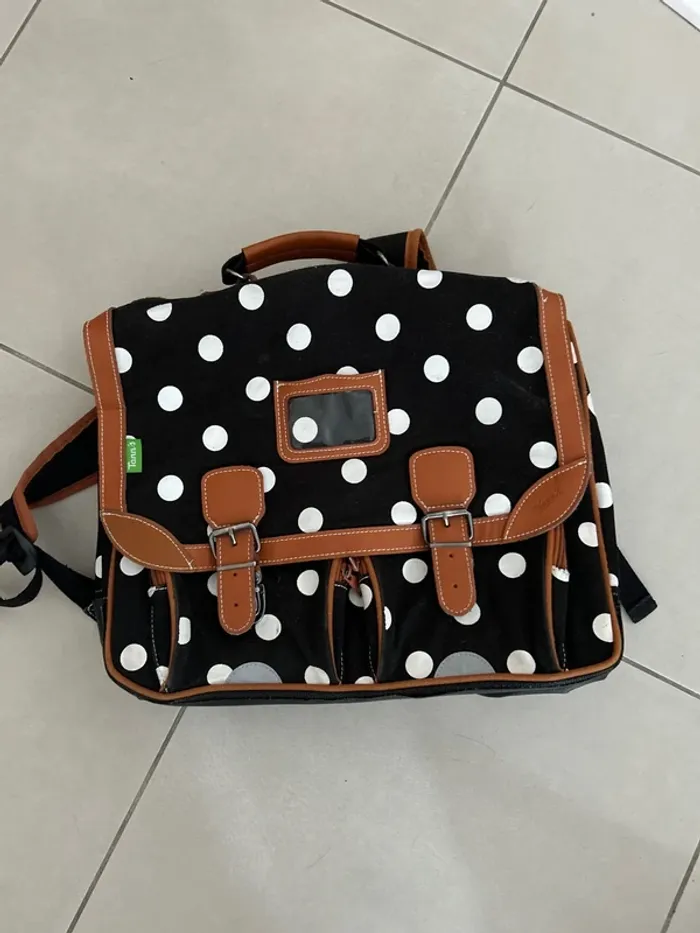 Grand cartable tann's noir a pois