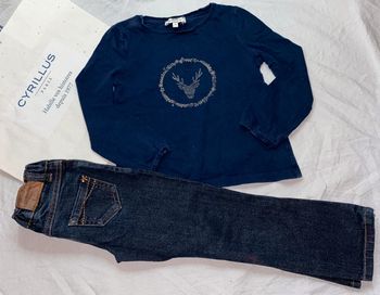 lot jeans + tshirt Cyrillus bon état 4 ans