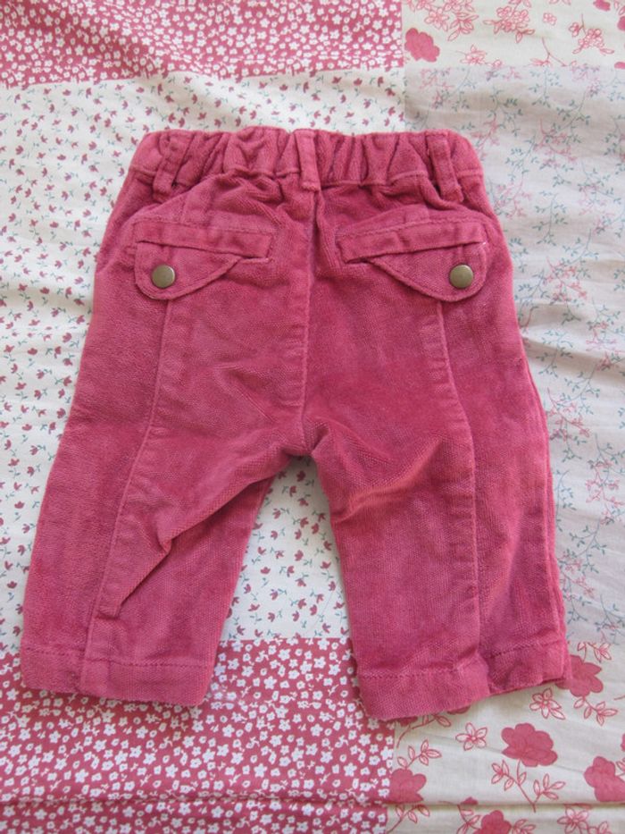 Pantalon velours rose framboise 3 mois - photo numéro 2