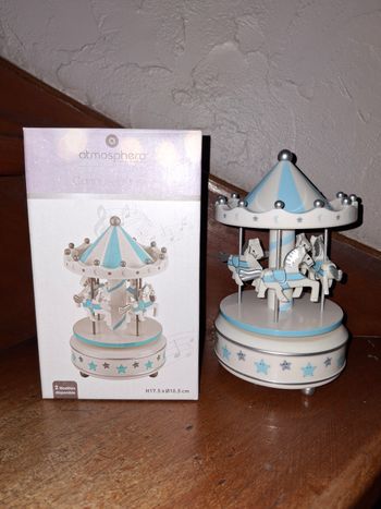 Carrousel musical Atmosphera neuf – Déco enfant / cadeau naissance bleu & blanc