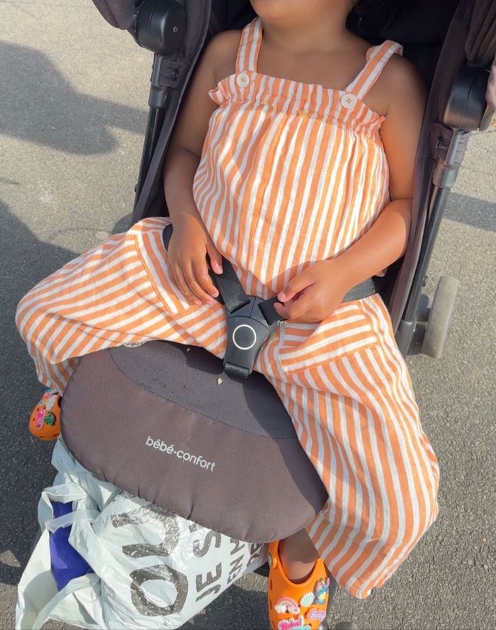 Salopette d’été rayé orange Zara fille 3/4 ans - photo numéro 4