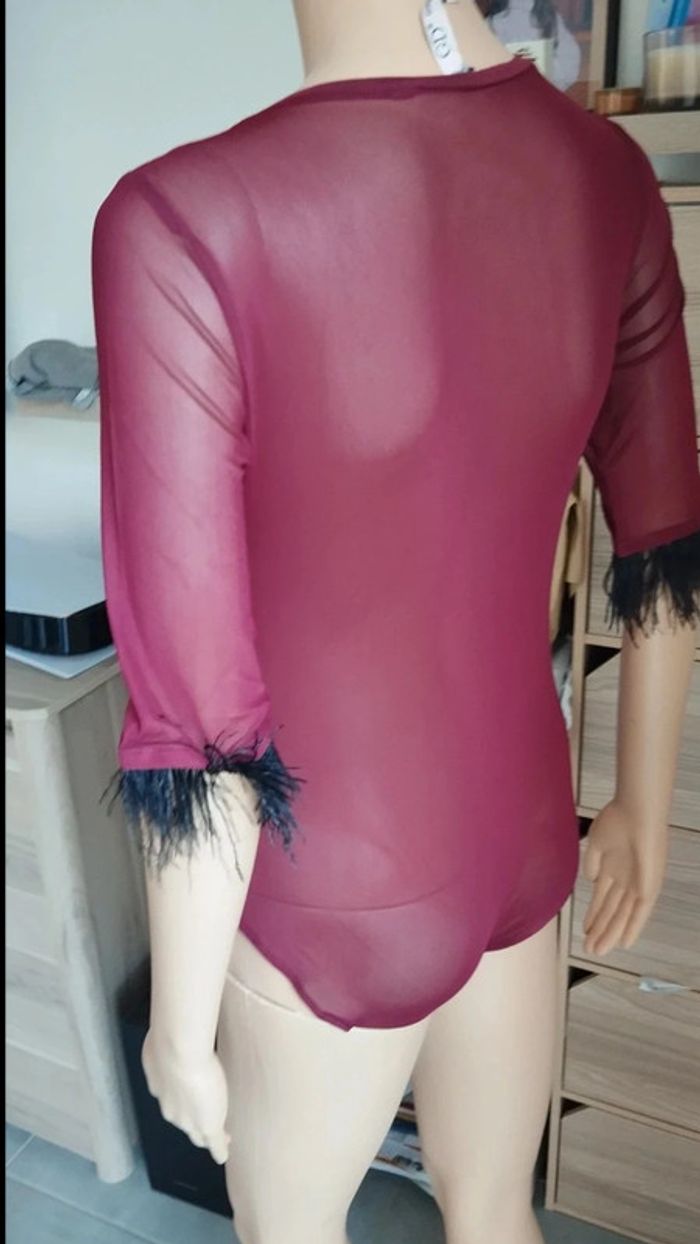 Body bordeaux femme taille m manche noir - photo numéro 8