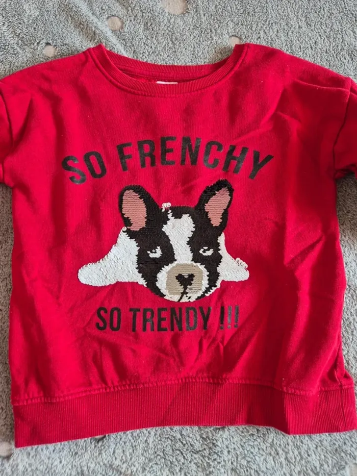 Sweat bouledogue français sequins 10 ans - photo numéro 2