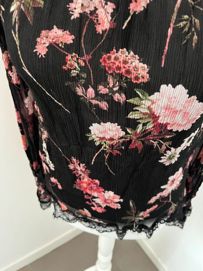 Blouse en soie noire à fleurs The Kooples S - photo numéro 2