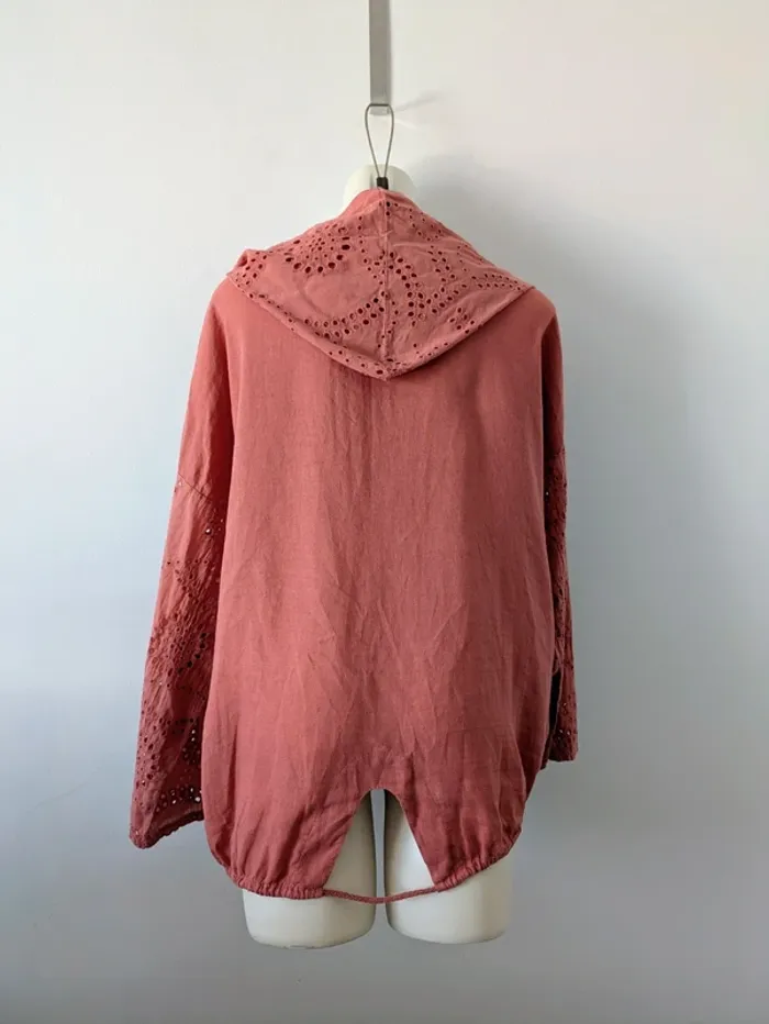 Veste d'été brodée en lin et coton à capuche - Culture Sud - taille unique - photo numéro 2