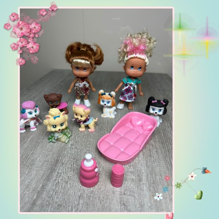 Lot 2 poupées et 6 pets avec accessoires - neuf