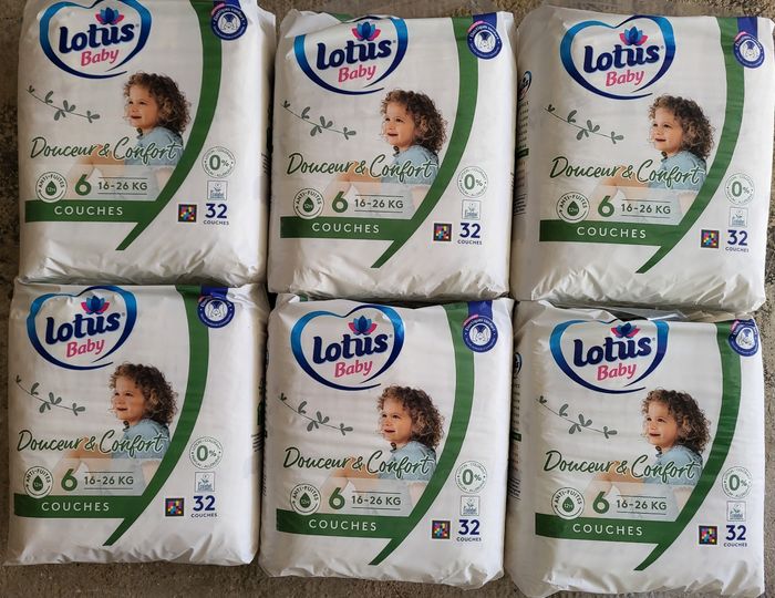 6 paquets de couches lotus taille 6