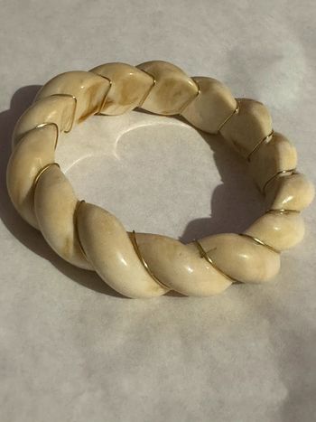 Jonc torsadé tressé écru fils acier inoxydable orb