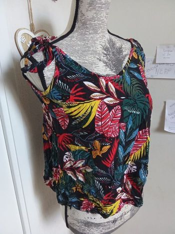 Débardeur Tunique été femme woman by gemo taille 38 motif feuilles, fleurs, couleur 