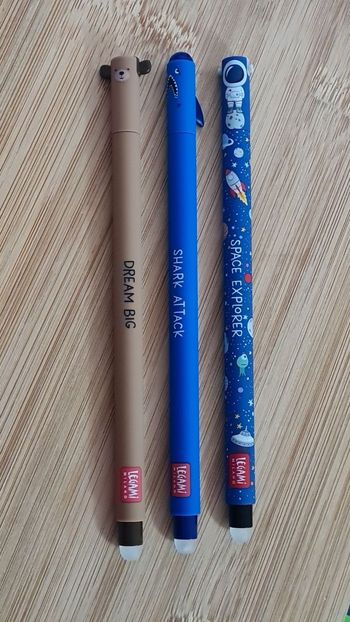 Legami Astronaute 🪐+ Ours sans miel 🐻+ Requin Fâché / Triste = 3 Stylos Effaçables Logo Legami