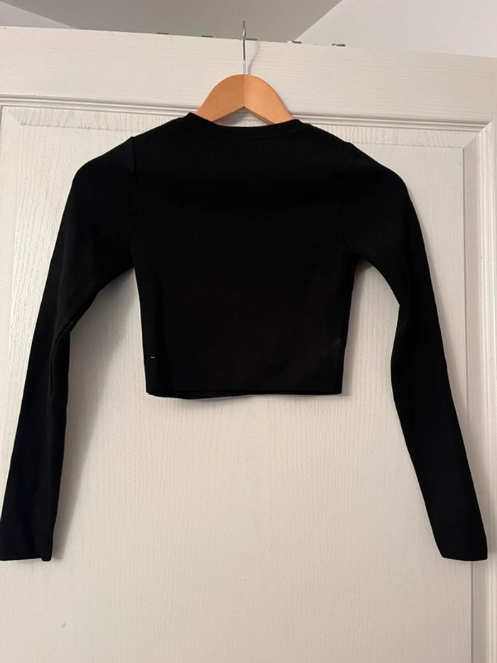 CROP top,manche longue Zara noir taille s - photo numéro 4