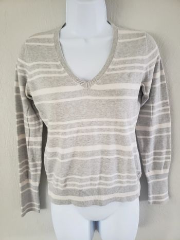 Pull fin rayé gris et blanc Esprit