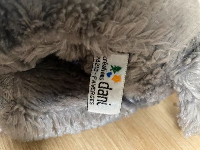 Doudou peluche éléphant gris créations dani - photo numéro 3