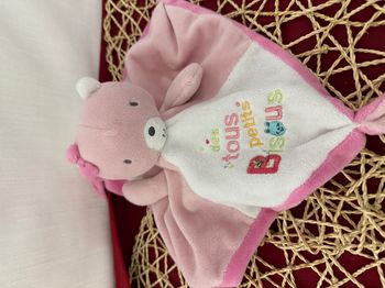 doudou ours rose blanc des touts petits bisous mots d'enfants