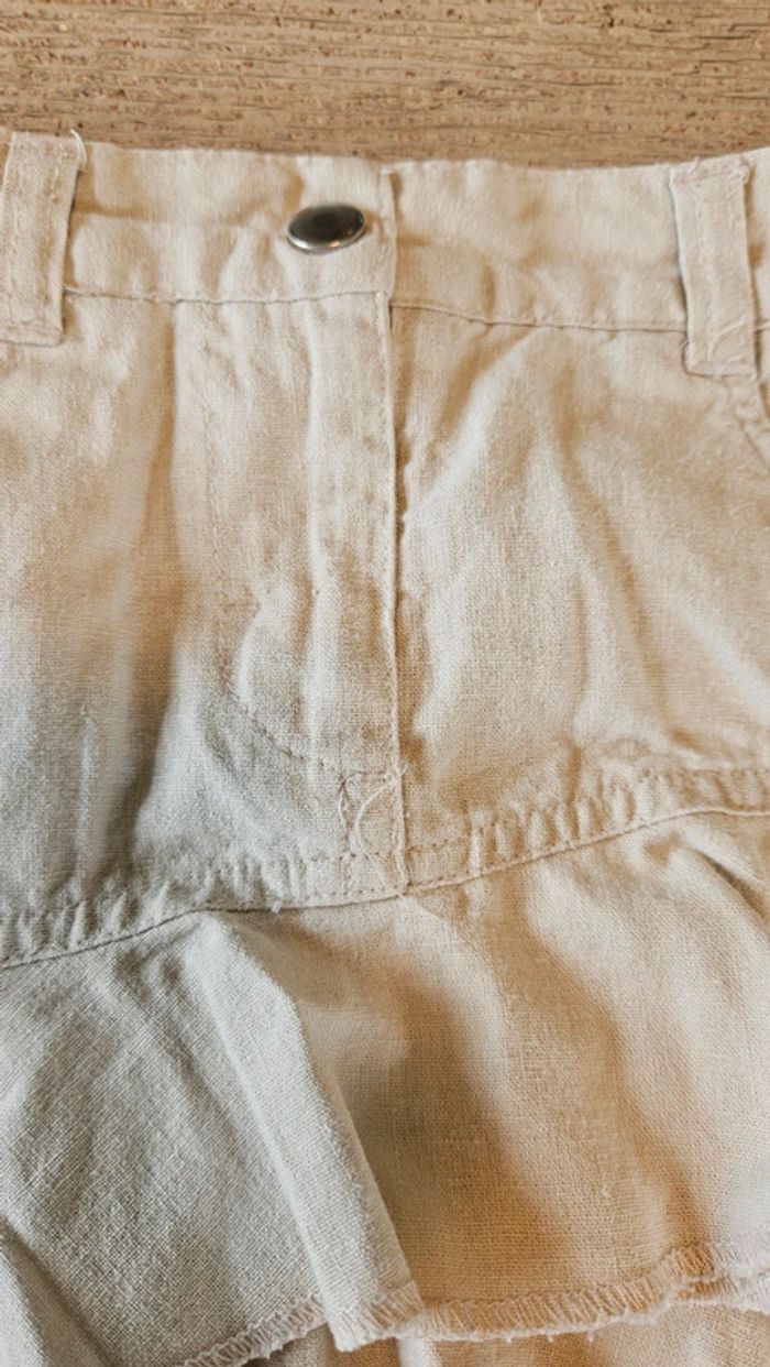 Jupe courte en lin et coton, beige, taille 2 ans, nickel - photo numéro 3