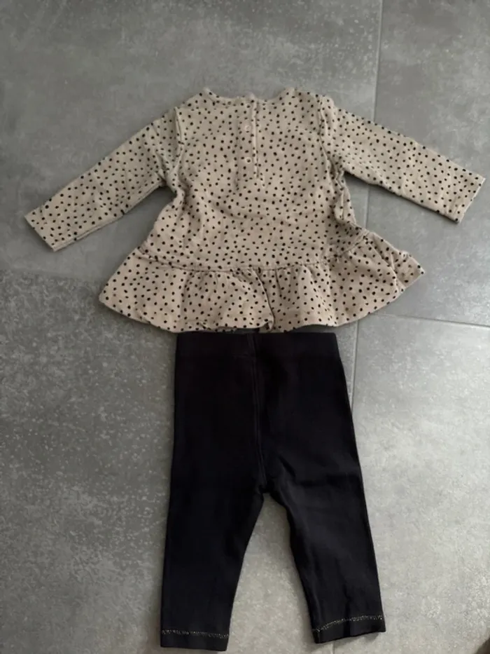 Ensemble tunique et legging long noir et beige 6 mois - photo numéro 2