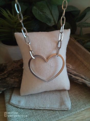 Collier coeur acier inoxydable argenté