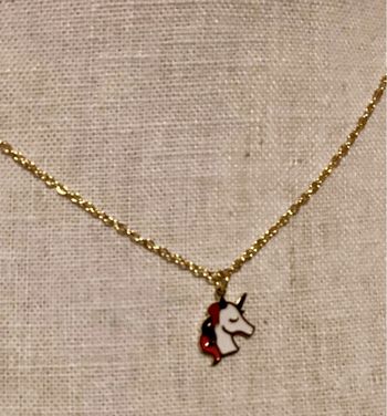 Collier réglable acier inoxydable licorne résine couleurs en pendentif