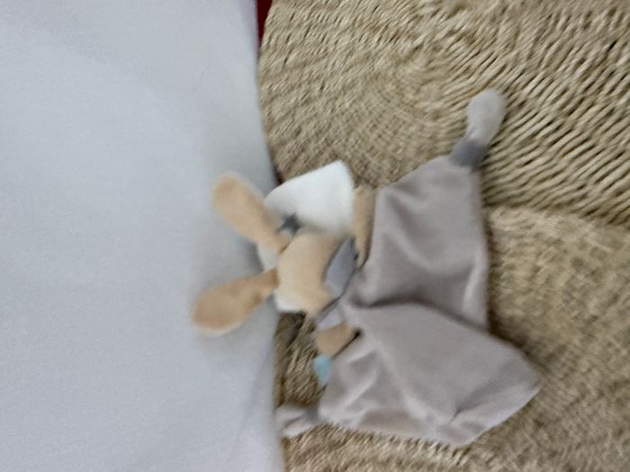 doudou plat lapin blanc marron beige étoiles Perlim BABYNAT - photo numéro 3