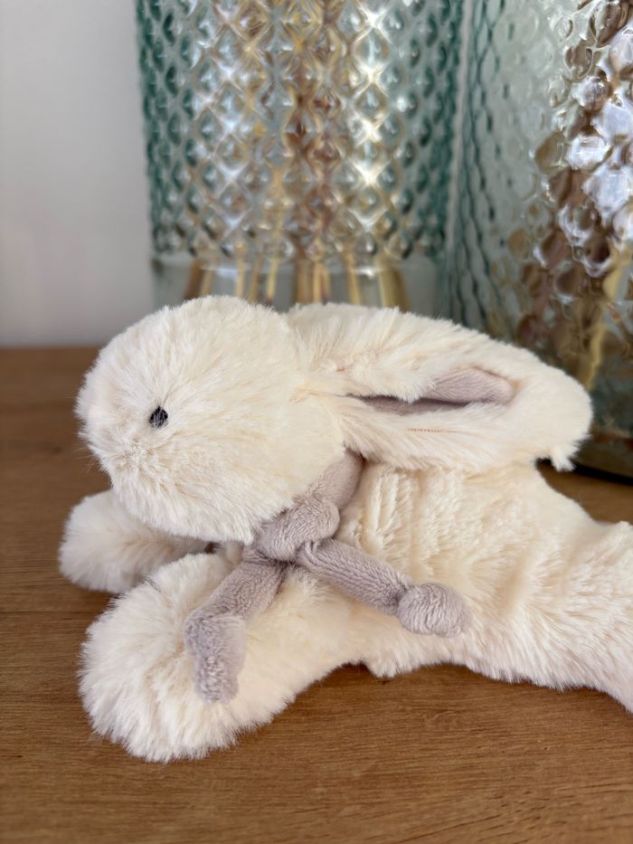 Peluche doudou lapin beige 15 cm - photo numéro 3