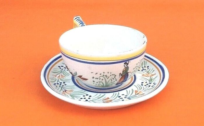 Tasse / Soucoupe à déjeuner Faïence Henriot Quimper France - photo numéro 9