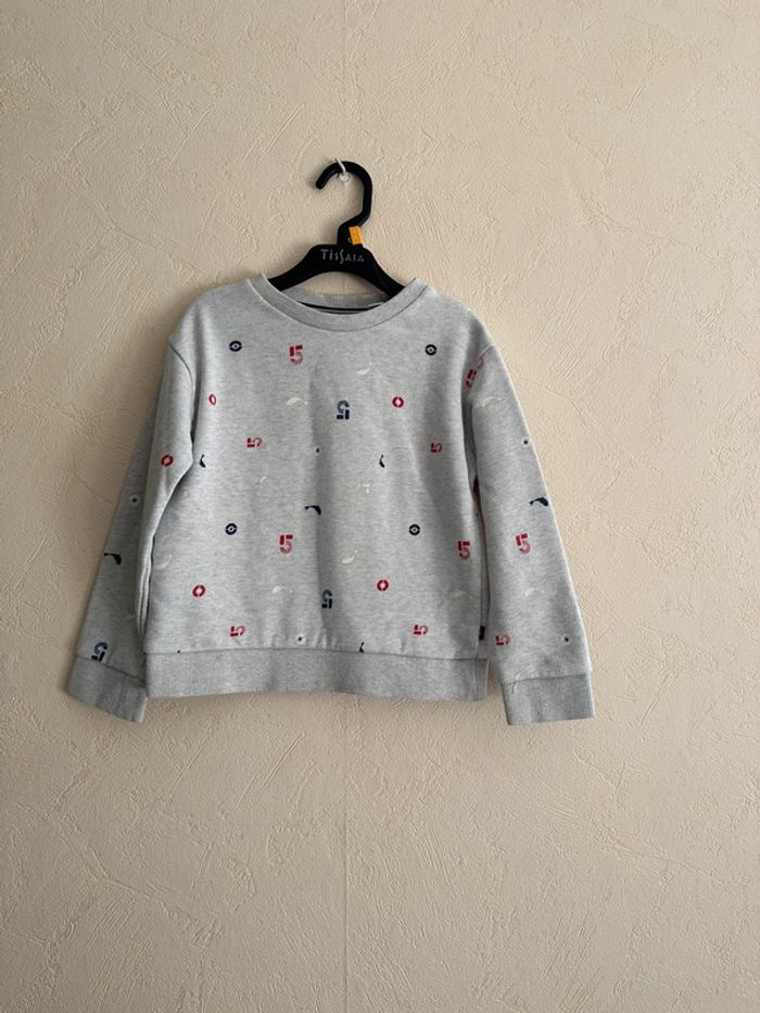 Pull grise en coton imprimée garçon 5 ans Okaïdi
