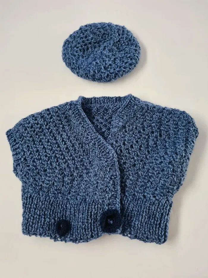 Gilet et bonnet 3 - 6 mois fait main